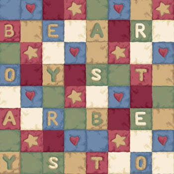 Blue Jean Teddy & Toys by Springs - Alphabet Patch/Quilt Blocks